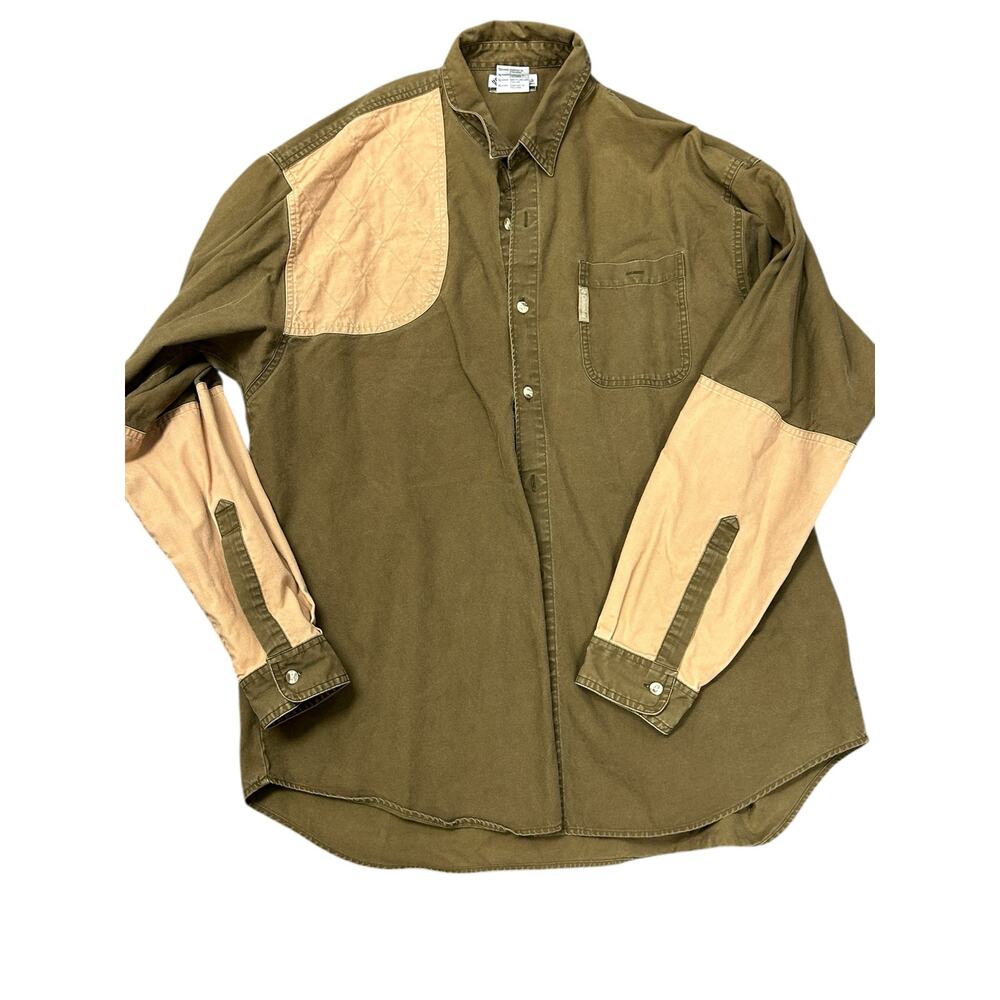Columbia Shirt XL Brown Tan Canvas Button Up Hunting Shooting Outdoor Rugged
